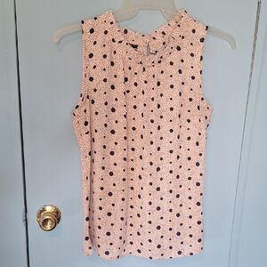 Talbots Pink and Black Polka Dot Blouse